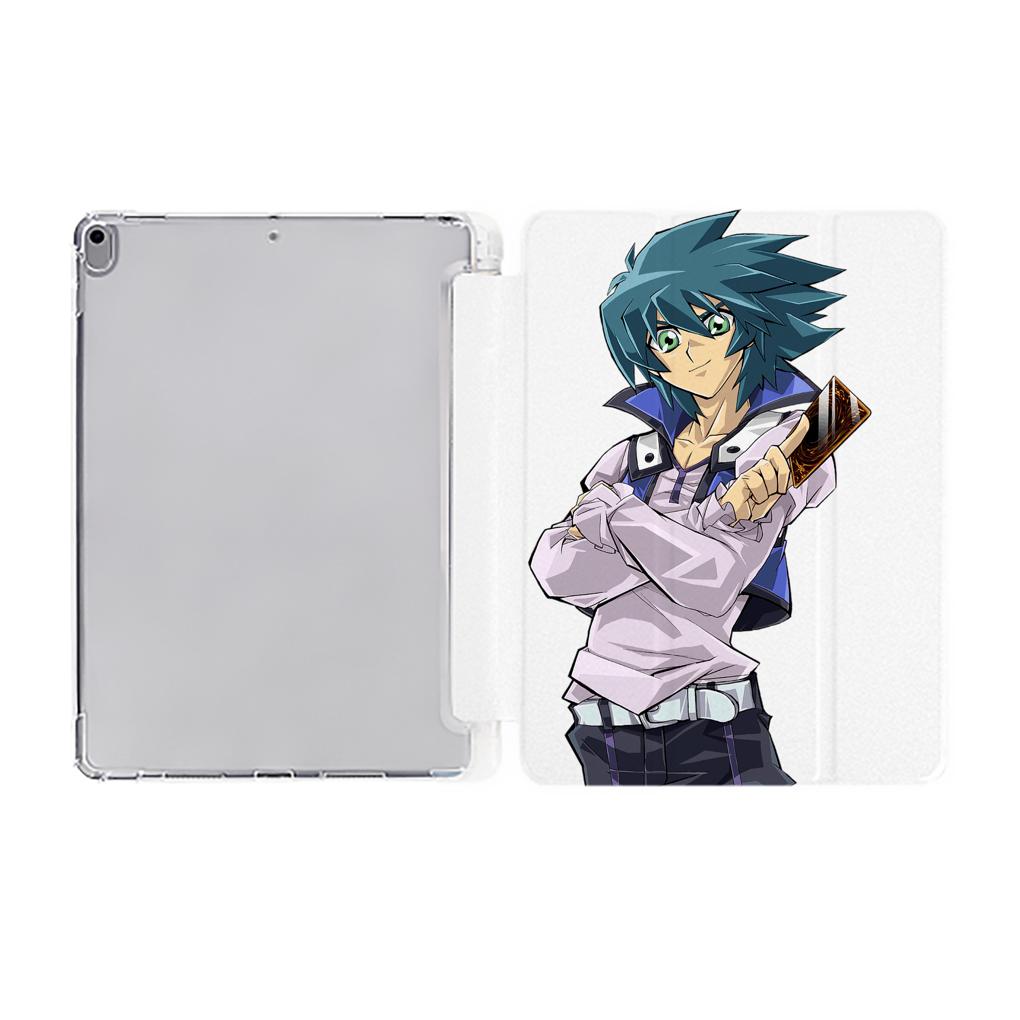 （画像用） 遊☆戯☆王 Yu-Gi-Oh! IPad ケース ペン収納付き 三つ折りスタンド PUレザー×シリコン 対応機種9.5/10.5/10.9インチ